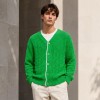 Custom Jackets Green Textured Knit Cardigan Sweater