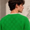 Custom Jackets Green Textured Knit Cardigan Sweater