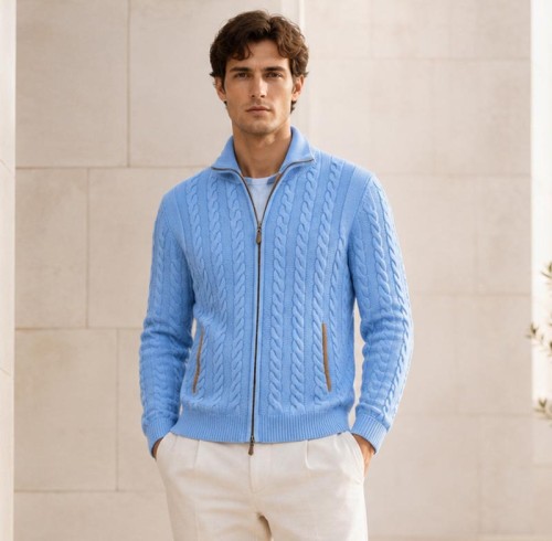 Cable Knit Custom Fit Knit Jackets Zip Cardigan