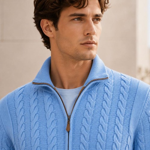 Cable Knit Custom Fit Knit Jackets Zip Cardigan