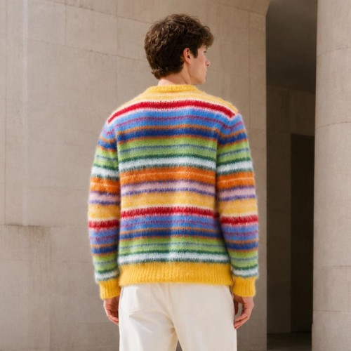 Rainbow Stripe Custom Fit Knit Jackets Cardigan