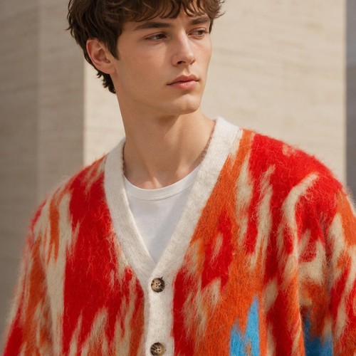 Brushed Stripe Custom Fit Knit Jackets Cardigan