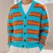 Fuzzy Stripe Custom Fit Knit Jackets Cardigan