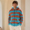 Fuzzy Stripe Custom Zip Up Hoodies Knit Sweater