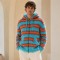 Fuzzy Stripe Custom Zip Up Hoodies Knit Sweater