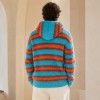 Fuzzy Stripe Custom Zip Up Hoodies Knit Sweater