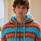 Fuzzy Stripe Custom Zip Up Hoodies Knit Sweater