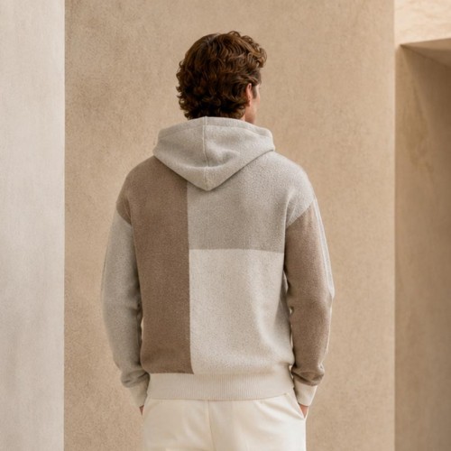 Colorblock Knit Custom Pullover Hoodie Sweater