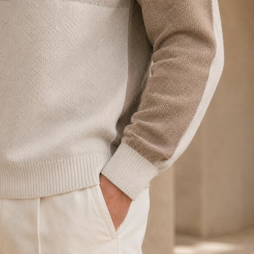 Colorblock Knit Custom Pullover Hoodie Sweater