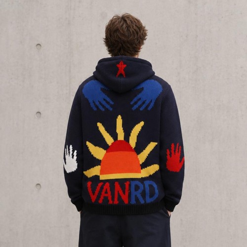 Graphic Knit Custom Zip Up Hoodies Sweater