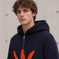 Graphic Knit Custom Zip Up Hoodies Sweater