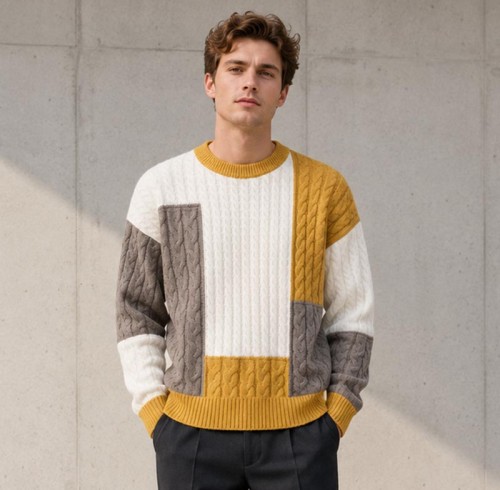 Cable Colorblock Custom Hoodies and Sweatshirts Sweater