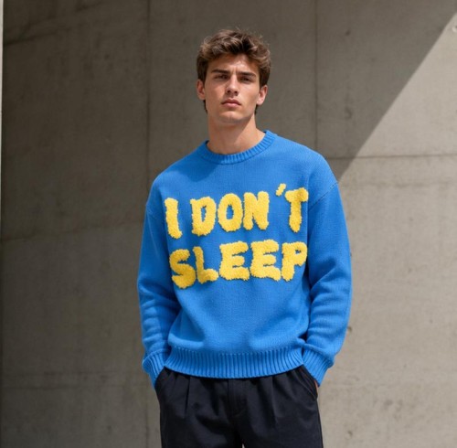 Graphic Crewneck Custom Knit Sweater