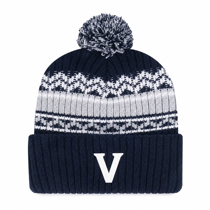 Custom Pom Pom Beanie with Jacquard Knit Pattern
