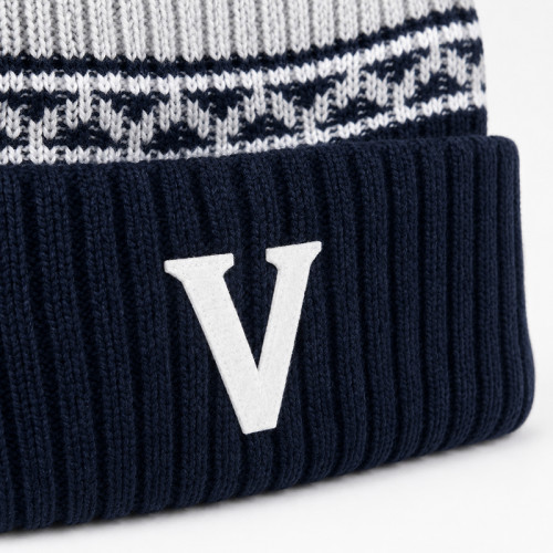 Custom Pom Pom Beanie with Jacquard Knit Pattern