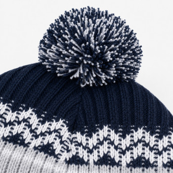 Custom Pom Pom Beanie with Jacquard Knit Pattern