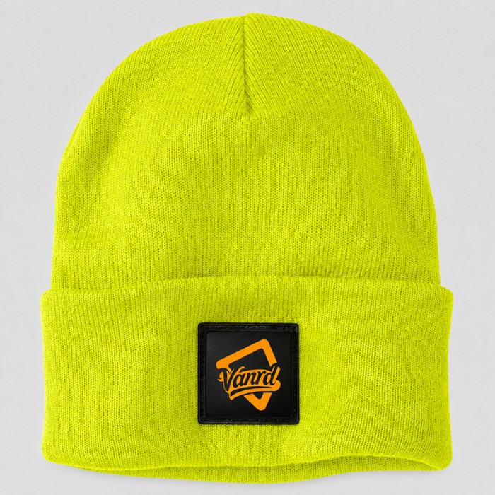 Custom Knit Beanie with Neon Logo Patch