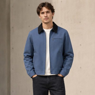 Custom Work Jacket with Contrast Collar for Brands