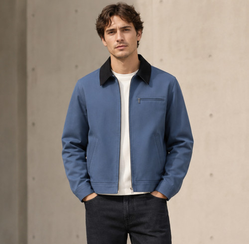 Custom Work Jacket with Contrast Collar for Brands