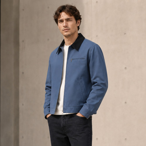 Custom Work Jacket with Contrast Collar for Brands