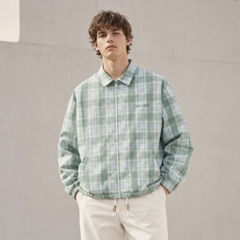 Custom Jacket with Plaid Zip Front for Private Label
