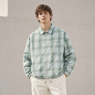Custom Jacket with Plaid Zip Front for Private Label