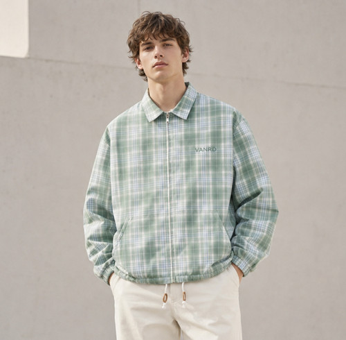 Custom Jacket with Plaid Zip Front for Private Label