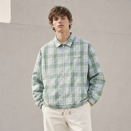 Custom Jacket with Plaid Zip Front for Private Label