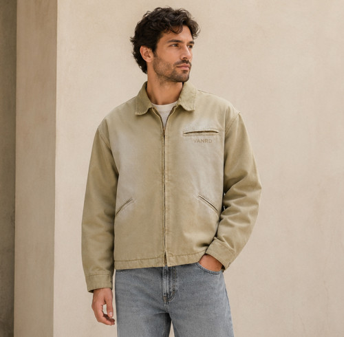Custom Work Jacket with Washed Finish for Private Label