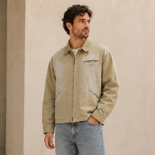 Custom Work Jacket with Washed Finish for Private Label