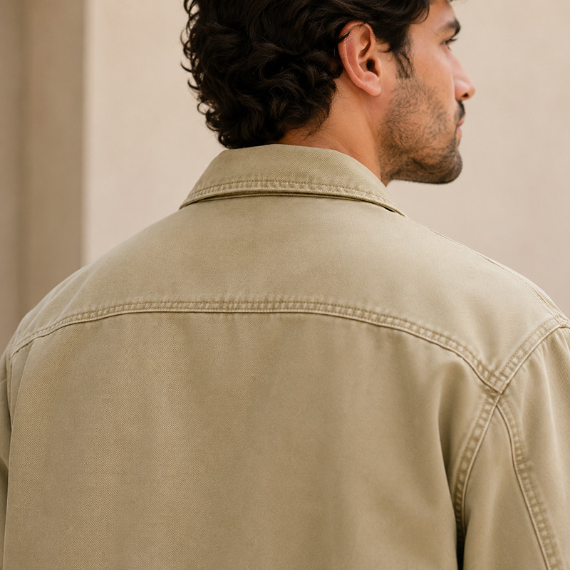 Green retro jacket model display
