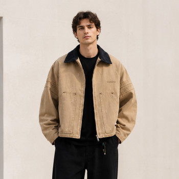 Custom Work Jacket with Distressed Canvas for Private Label