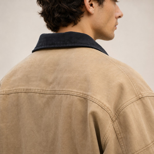 Custom Work Jacket with Distressed Canvas for Private Label