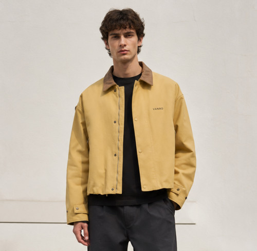 Custom Canvas Jacket with Contrast Collar for Brands