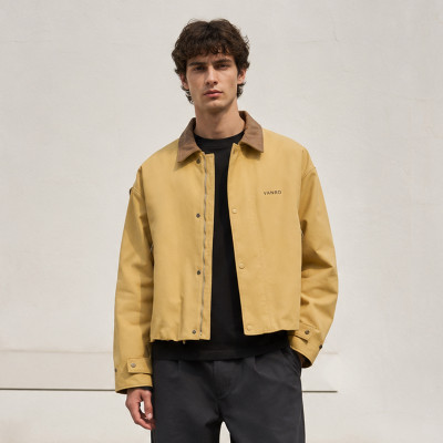 Custom Canvas Jacket with Contrast Collar for Brands