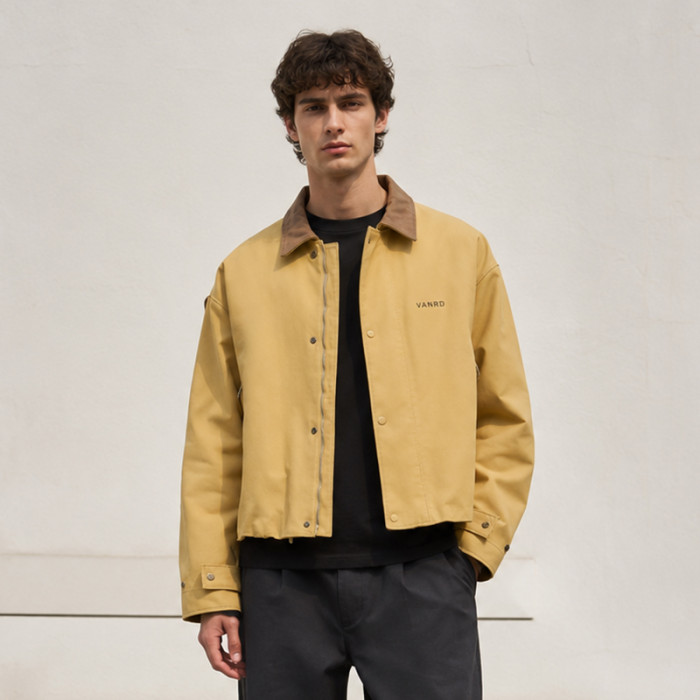 Custom Canvas Jacket with Contrast Collar for Brands