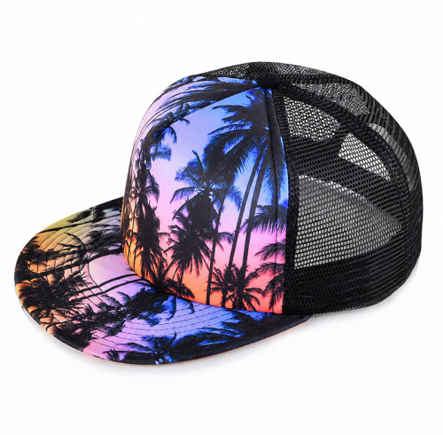 Custom Printed Trucker Hat With Mesh Back Snapback