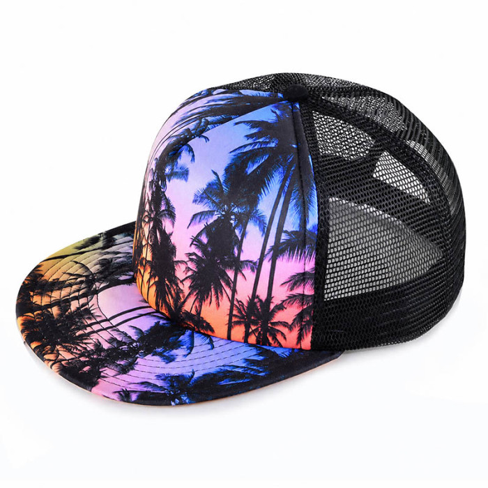 Custom Printed Trucker Hat With Mesh Back Snapback