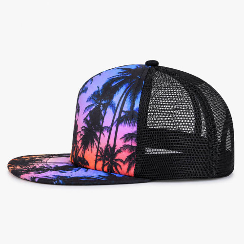 Custom Printed Trucker Hat With Mesh Back Snapback