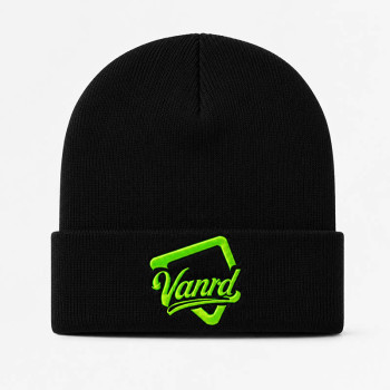 Custom Black Embroidered Beanie With Neon Logo Cuff