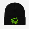 Custom Black Embroidered Beanie With Neon Logo Cuff