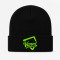 Custom Black Embroidered Beanie With Neon Logo Cuff