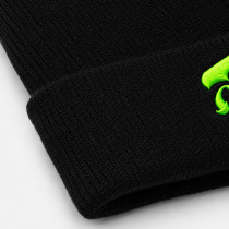 Custom Black Embroidered Beanie With Neon Logo Cuff