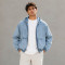 Custom Hooded Denim Jacket With Relaxed Fit and Zip Front
