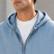 Custom Hooded Denim Jacket With Relaxed Fit and Zip Front