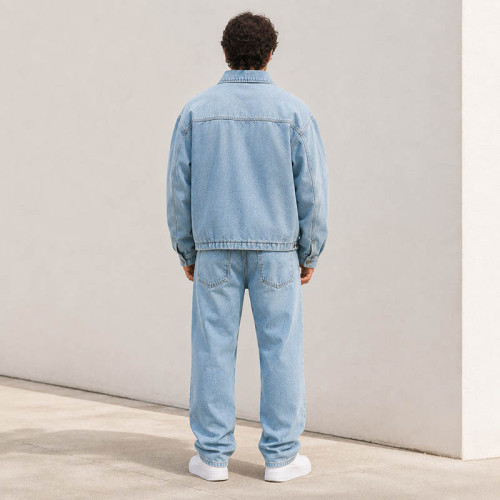 Custom Tracksuit Set in Washed Denim for Streetwear