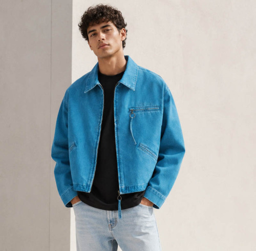 Custom Washed Denim Zip Up Jacket for Streetwear Brands