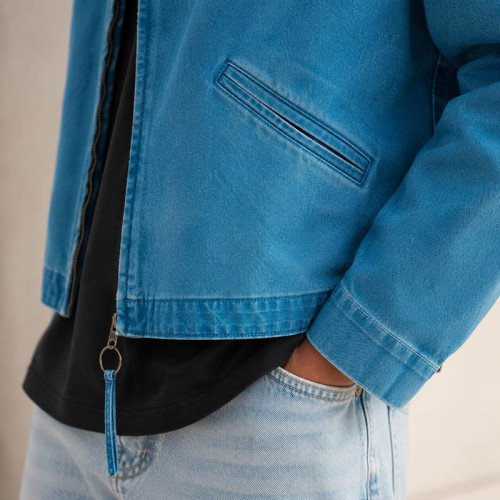 Custom Washed Denim Zip Up Jacket for Streetwear Brands