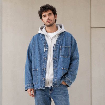 Custom Denim Jacket With Patch Pockets for Streetwear
