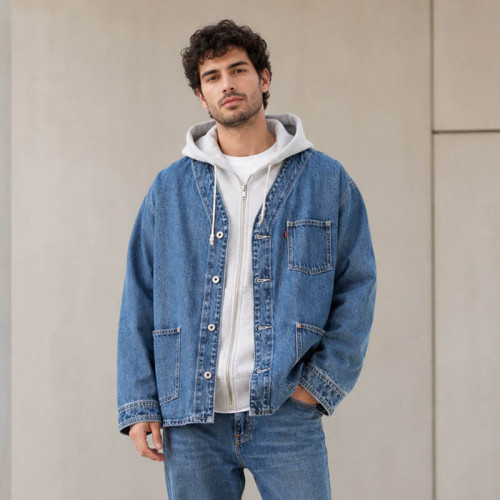Custom Denim Jacket With Patch Pockets for Streetwear